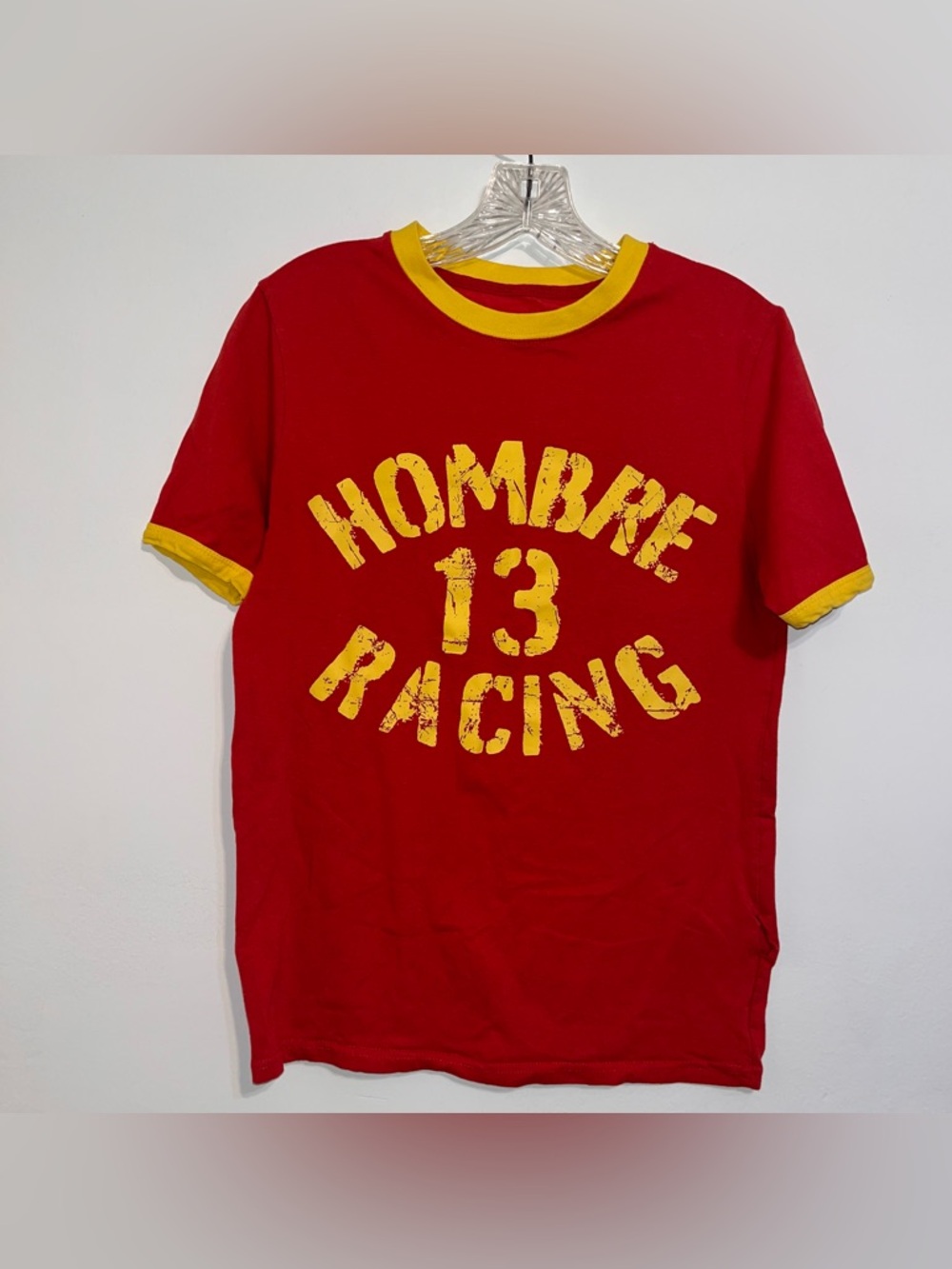 BoohooMAN Red Tee with Yellow Trim